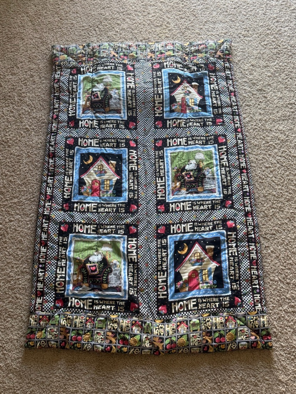 Vintage Mary Engelbreit Ink Artwork Whimsical Folk Art Packable Throw Blanket
